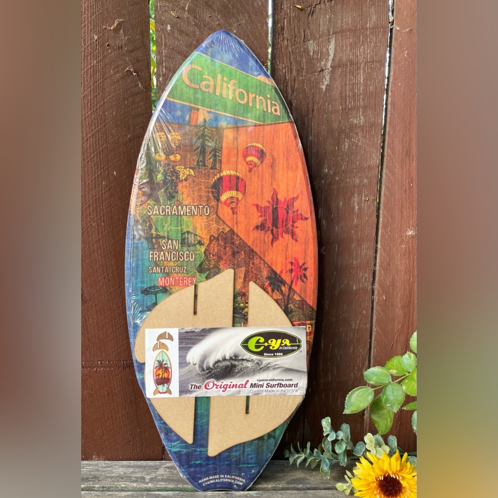 Cya in California- The Original Mini Surfboard featuring the state of CA